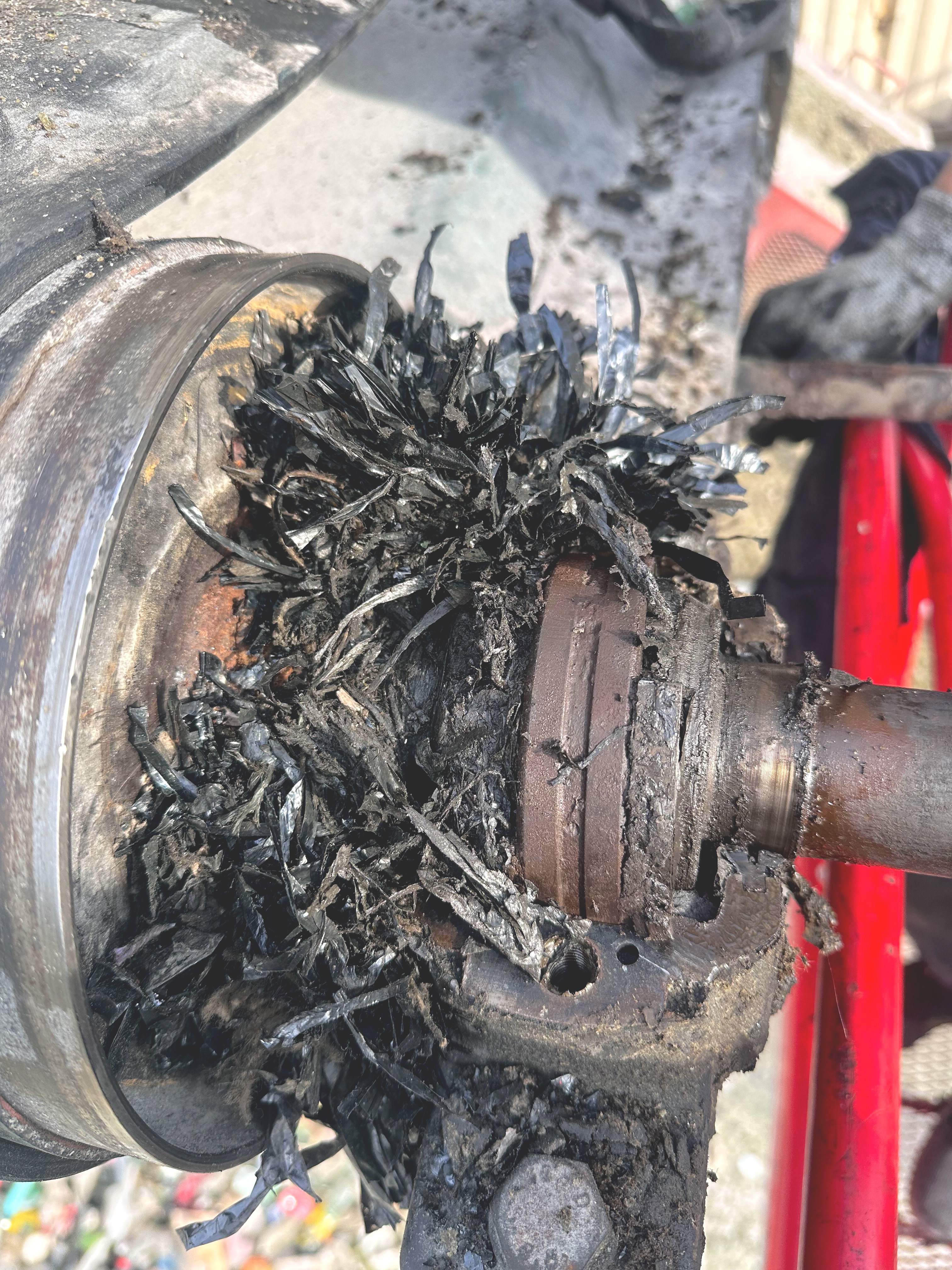 Roulement de palier bloqué. Secteur industrie traitement des déchets. Intervention E2MI